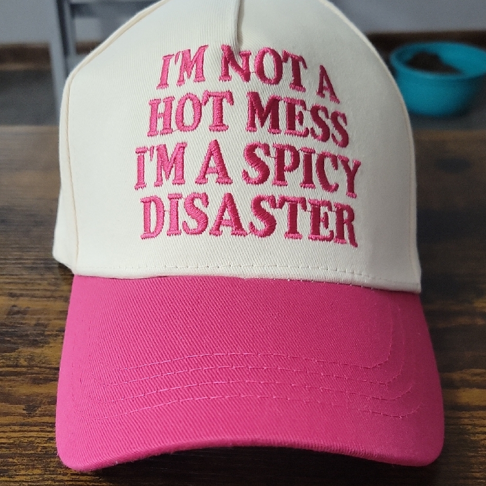 NEW Pink and Cream Cap with Bold Statement